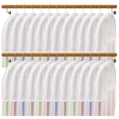 24pcs, Shoulder Covers For Hanging Clothes, Clothes Cover For Hanging, Suit Covers For Closet, Clothes Protectors For Hanging Clothes, Suit Covers, 24" W X 12" H X 2" D With 2" Gusset, Reusable