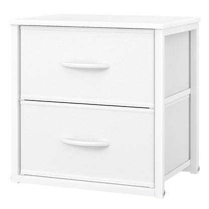 Stackable Storage Drawers, White Closet Organizer with Wooden Top & Metal Frame, Closet Storage Drawers for Clothes, Freestanding or Stackable Dresser for Bedroom, Living Room, Under Bed