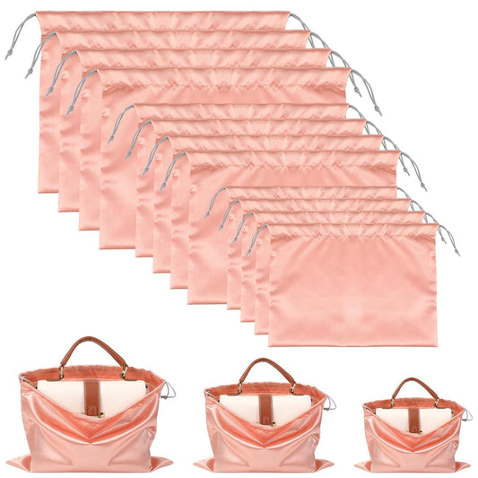 12 Pack Dust Bags for Purses and Handbags - 3 Size... (12 Count | Pink | Polyester)