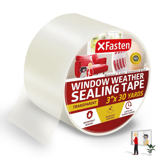 Window Sealing Tape for Winter 3” x 30 Yards RV Wi... (Clear | Plastic)