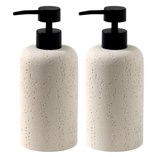 2 PCS Hand Soap Dispenser Set, 13.53 OZ, Cream, Fa... (2 Count | Cream | Resin)