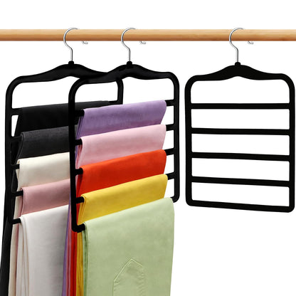 Closet Organizers and Storage, 3 Pack Velvet Pants-Hangers-Space-Saving | Non Silp 5 Tier Scarf Jeans Closet Organizer, Dorm Room Essentials for College Students Girls Boys Guys, Home Storage