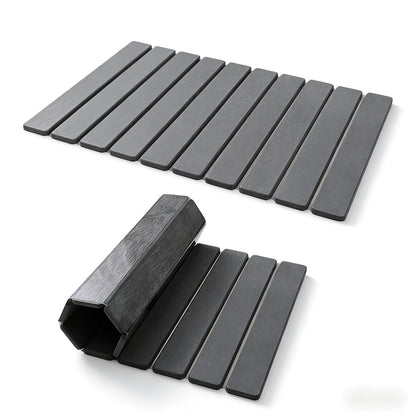 Foldable Stone Bath Mat, Quick-Dry Non-Slip Diatomaceous Earth Mat, Space-Saving Absorbent Shower Mat for Bathroom, Non-Slip Rubber Base,Easy to Clean, 23.6" x 15.5" Grey