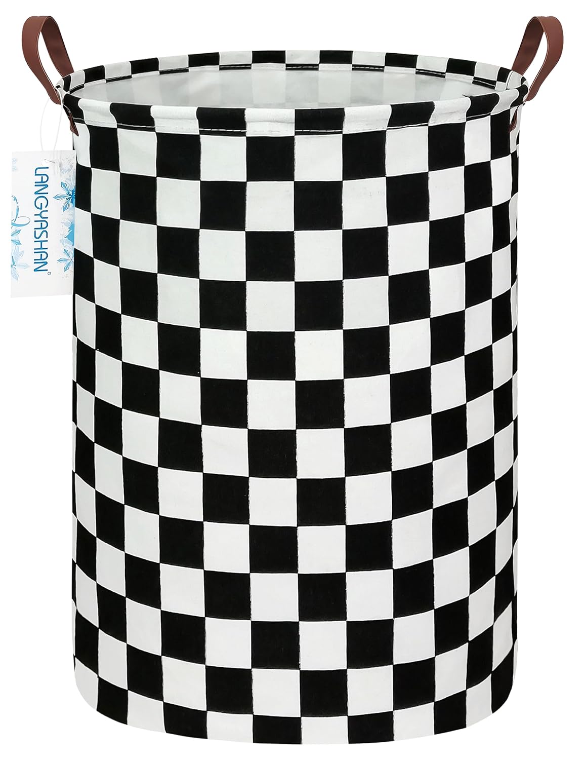 Round Laundry Basket Collapsible Boys Nursery Car Hamper Racing Flag | Waterproof Canvas Foldable Checkered Storage Bin Car Toy Bins Gift Baskets Bedroom Clothes for Home Play Bedroom Gift