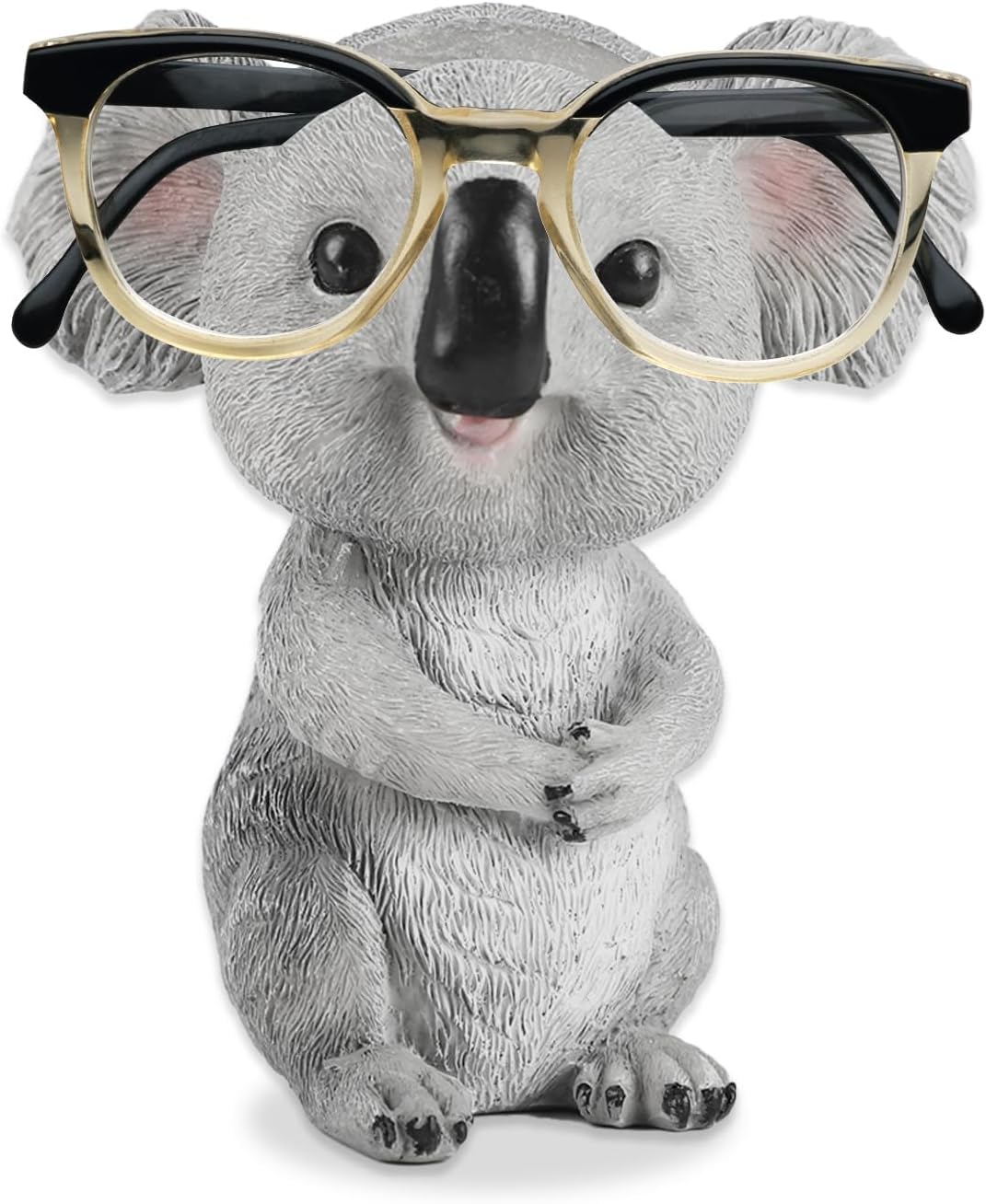 Koala Eyeglass Holder Stand for Office Desk Home Decor | Cute resin animal display stand, holds glasses/sunglasses securely, home office desk decor, funny gift for glasses wearers