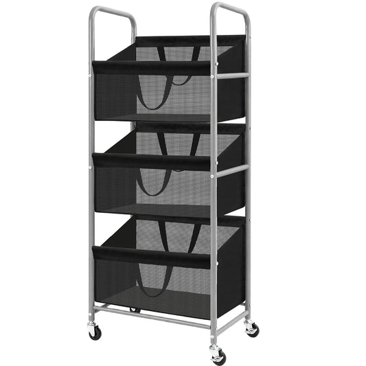 STO STO 3-Tier Vertical Rolling Laundry Hamper, Removable Bags, Black Mesh | 120L Capacity, Space-Saving Vertical Design, Rust-Resistant Steel Frame, Lockable Wheels, Ideal for Apartments & Small Spaces