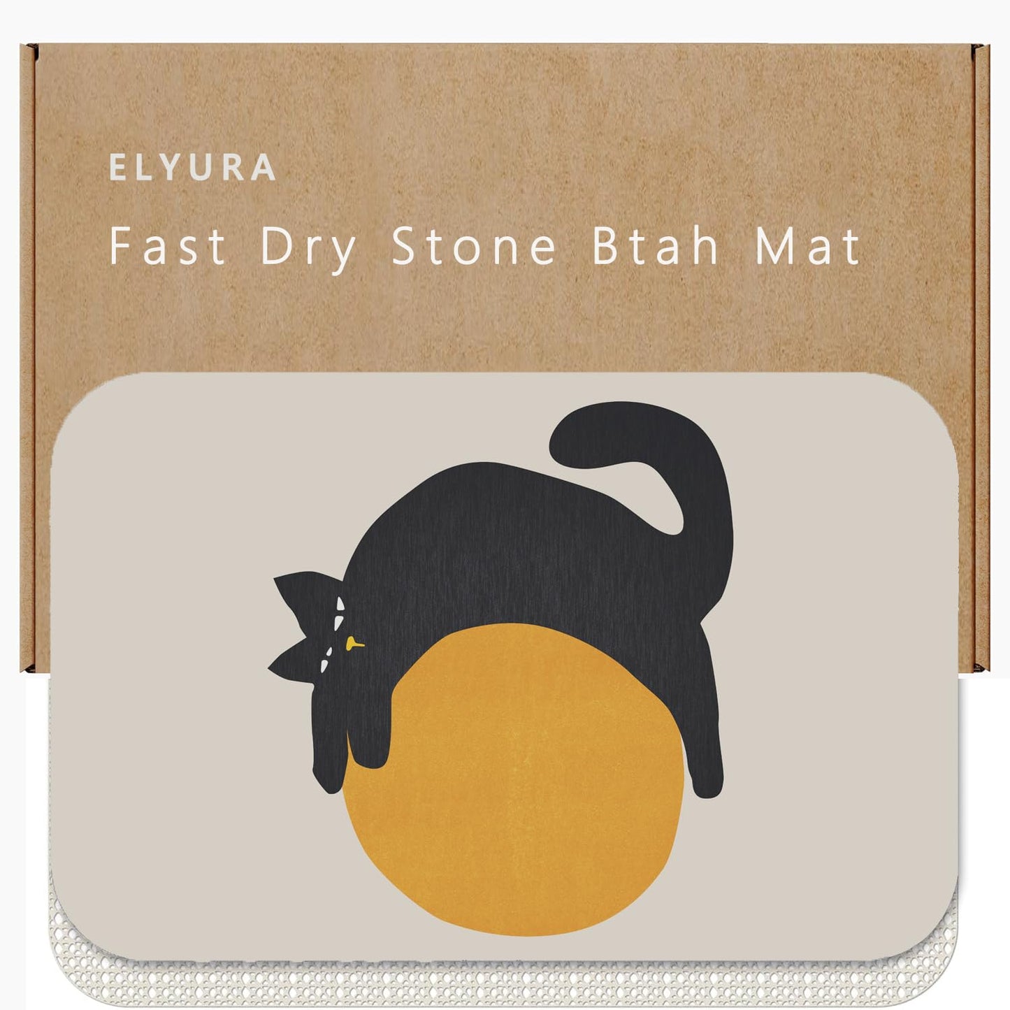Creative Cat & Moon Patterns Diatomite Stone Bath Mat Shower Mat Quick-Dry, Non-Slip, Easy to Clean for Bathroom Floor