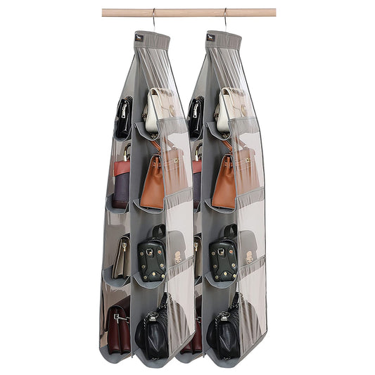Purse Organizer - 2 Pack, Purse Hanger、 Heavy Duty、Purse Organizer for Closet、Thicken Metal Hooks,Hand Bag Storage Organizer、Purse Organizer, Grey