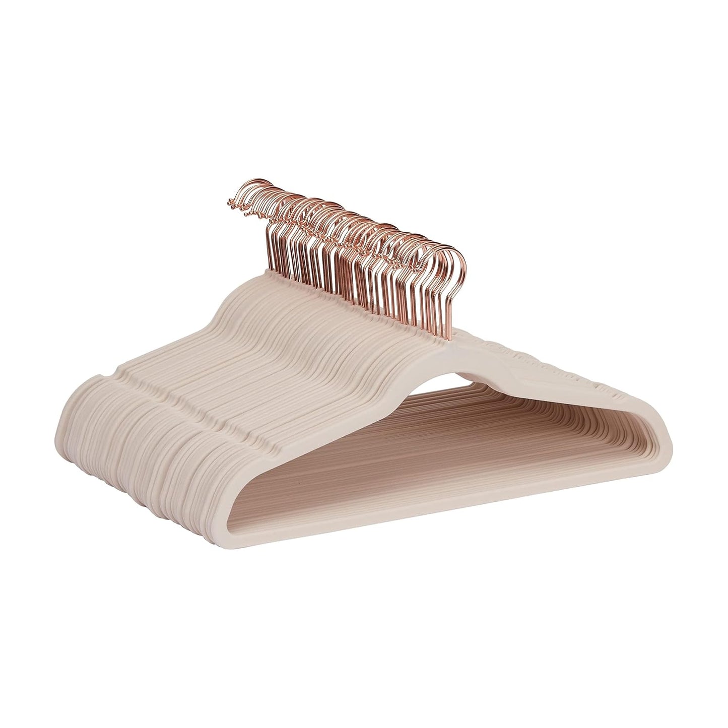 Amazon Basics Space Saving Slim Velvet Non-Slip Suit Clothes Hangers, Sturdy Construction, Closet Organizer, Pack of 50, Blush Pink/Rose Gold