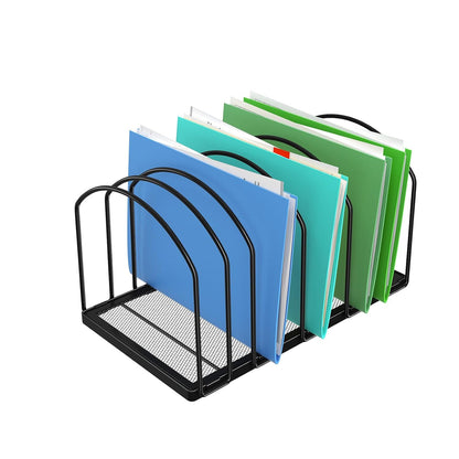 Simple Trending Desk File Sorter Organizer, 9 Section File Rack, Black | Metal Vertical File Folder Holder Stand, Paper Document Magazine Book Album Letter, Home Office, 13.25"D x 8.25"W x 7.5"H