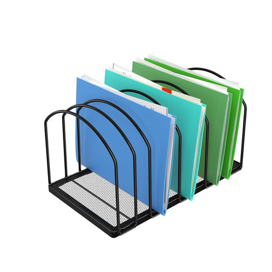 Simple Trending Desk File Sorter Organizer, 9 Section File Rack, Black | Metal Vertical File Folder Holder Stand, Paper Document Magazine Book Album Letter, Home Office, 13.25"D x 8.25"W x 7.5"H