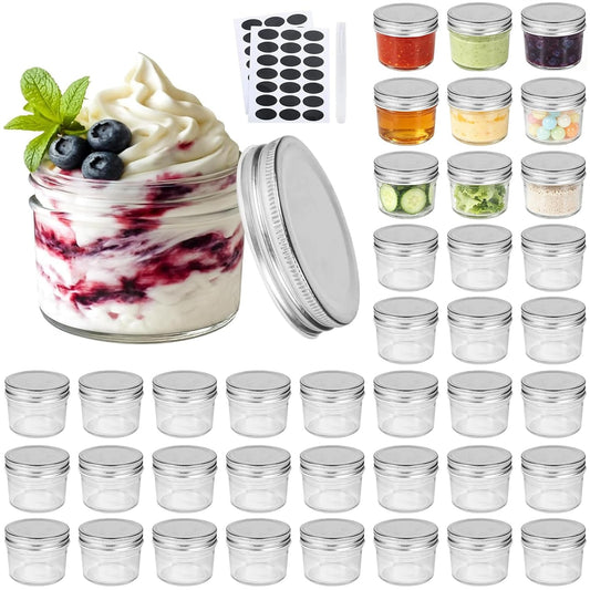 4oz Small Glass Jars with lids (Silver),Mini Mason Jars,Set of 40
