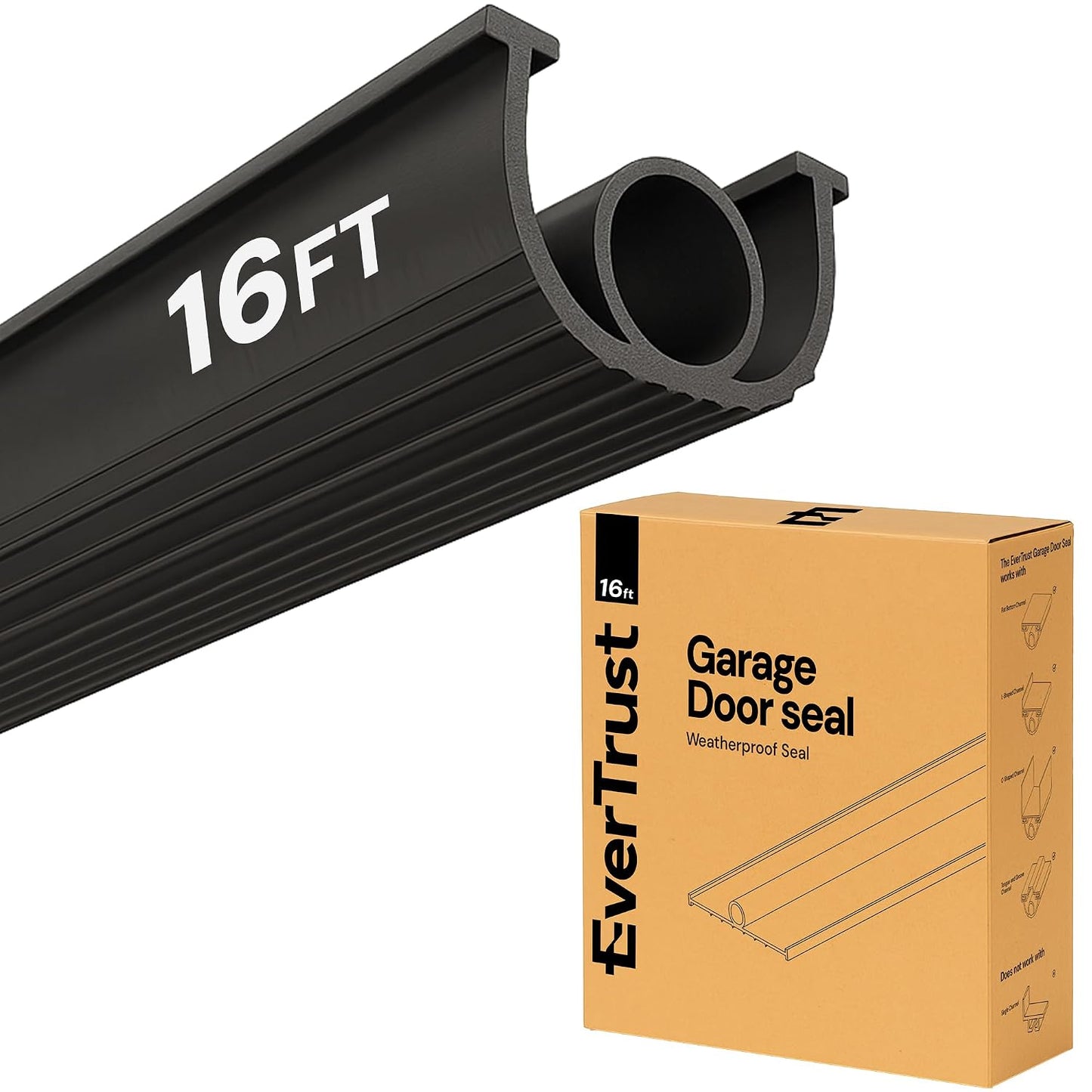 16Ft/5M Garage Door Bottom Seal Rubber with T-Ends 5/16 inch | Protect Your Garage from Weather and Dust with EPDM Rubber Garage Door Draft Stopper,Garage Door Bottom Seal Weatherproof