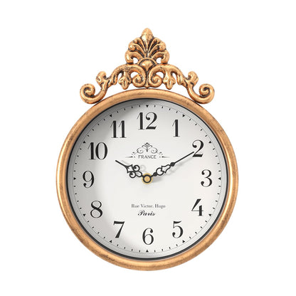 Small French Decorative Wall Clock, Gold Antique | Vintage Boho Style, Silent Battery Operated Wall Clocks for Farmhouse,Kitchen,Bathroom,Bedroom (10.23" H x 7.7" W)
