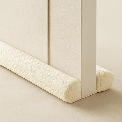 Under Door Draft Stopper, Door Stoppers for Bottom of Door, 30"-36" | Velvet under door gap filler, white beige, blocker cold air, light, smoke and noise, easy slide-on install