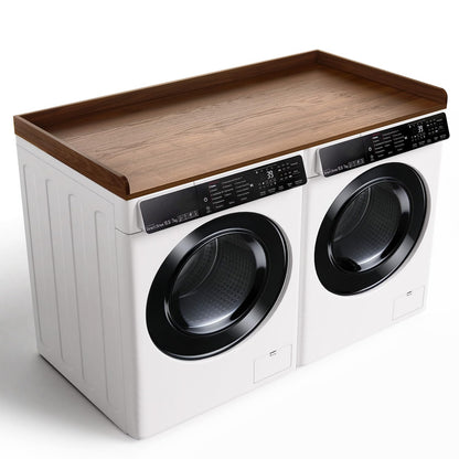 Fivesun Washer Dryer Countertop, 27.5" x 54“ Wood Washer and Dryer Countertop with Edge Rails for Laundry Room Organization and Storage, Dark Walnut