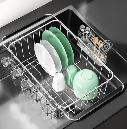 Small Dish Drying Rack in Sink, Extendable Stainle... (Stainless Steel)