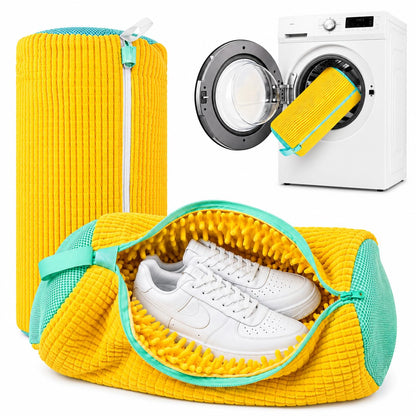 2 Pack Shoe Washing Machine Bag, Reusable Sneaker Laundry Bag for Washer & Dryer, Shoe Wash Bag with Soft Chenille Microfiber for Running, Tennis & Canvas Shoes