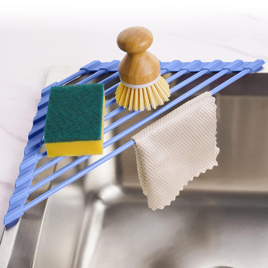 Compact Silicone-Coated Triangle Dish Drying Rack... (Milk White)