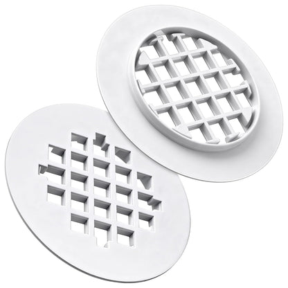 2 Pack 4-1/4 Snap in Shower Drain Cove White,PVC Plastic | Round Strainer Drain Grid, Bathroom Shower Grate Cap Replacement for Hair Catcher