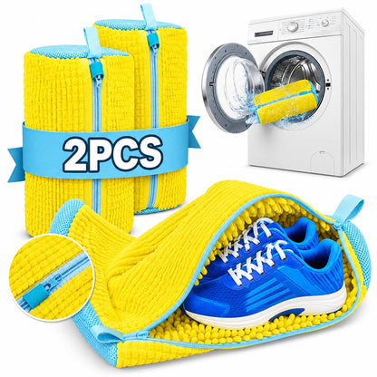 Shoe Washing Machine Bag 2pc Laundry Shoe Bag Reusable Shoe Cleaning Bags for Sneakers 360° for Washer and Dryer Deep Cleaning Machine for All Shoes Types With Self-locking Zipper