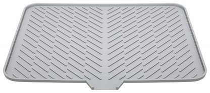 Silicone Dish Drying Mat with Built-in Drain Lip - Hygienic Drying Pad - Sturdy Compact Easy to Clean Tray Protects Surfaces Prevents Water Build Up - 23 X 17 (Grey)
