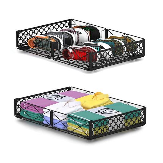 Under Bed Storage with Wheels, Low Profile Rolling... (Black)