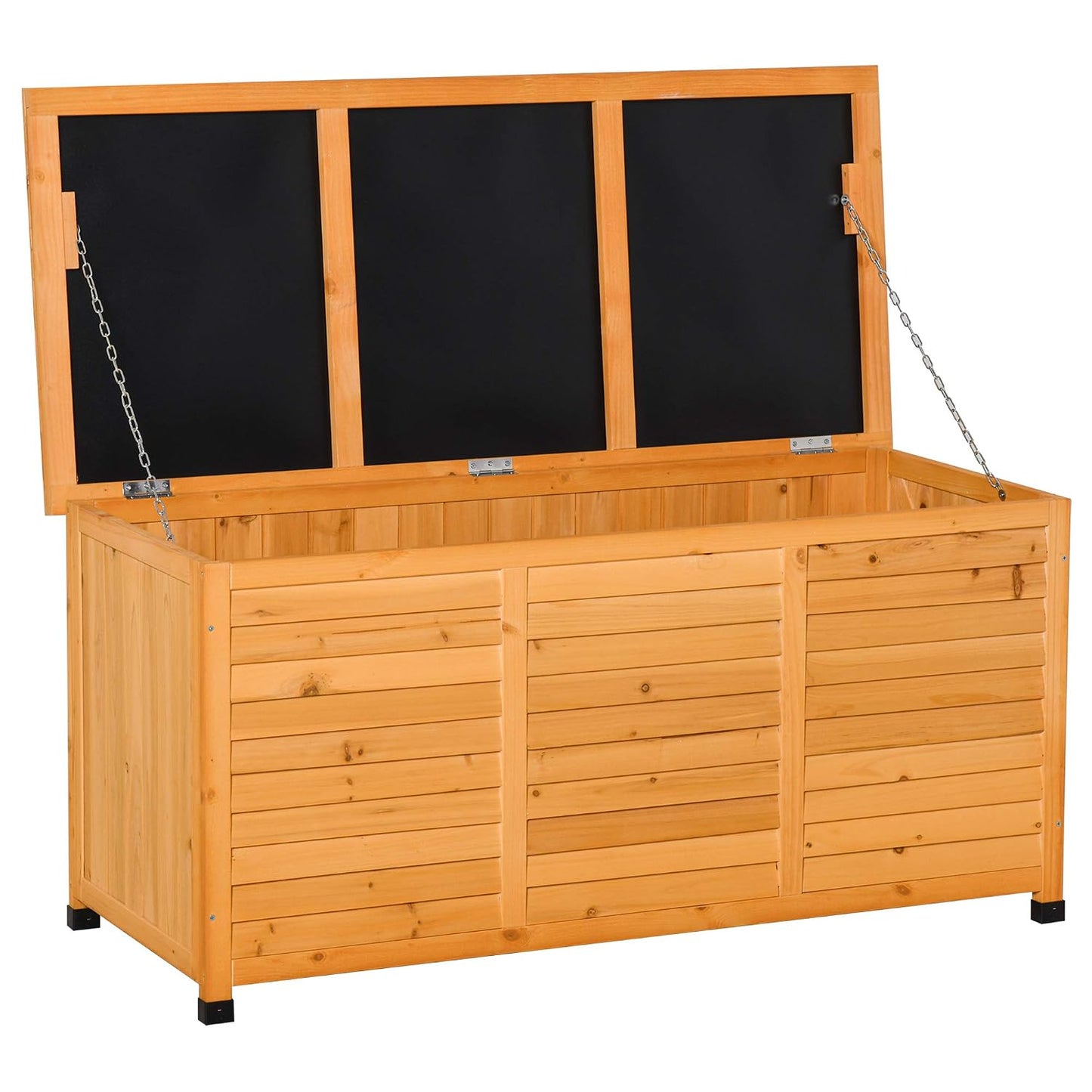 Outsunny 75 Gallon Wooden Deck Box Outdoor Storage Container Yellow | Aerating Gap, Weather-Fighting Finish