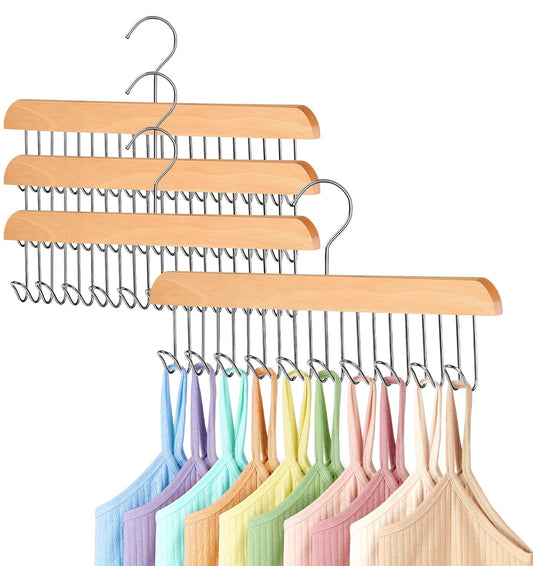 4 Pack Bra Hangers for Closet Organizer, Wood Tank... (4 Count | Wood | Wood)