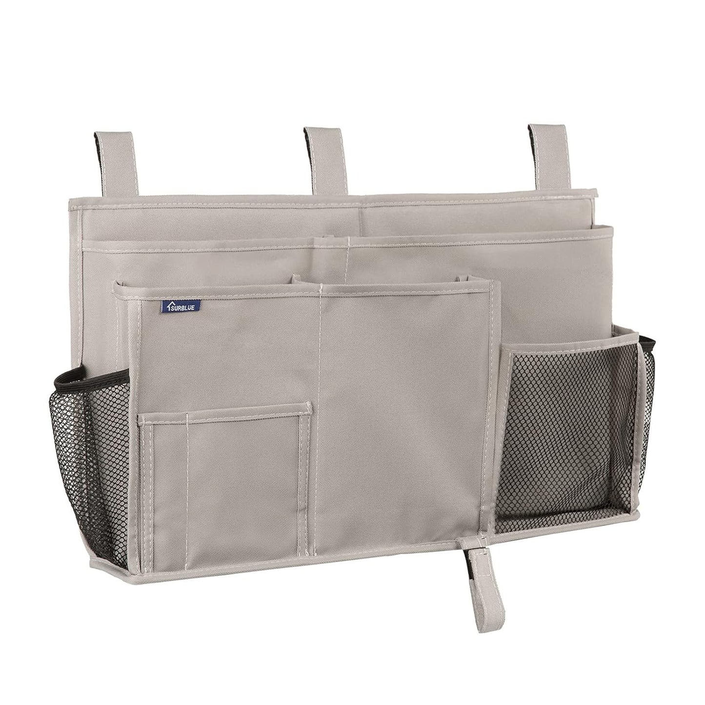 Surblue Bedside Caddy Hanging Bed Organizer Storage Bag Pocket for Bunk and Hospital Beds, College Dorm Rooms Baby Bed Rails,Camp (8 Pockets),Gray