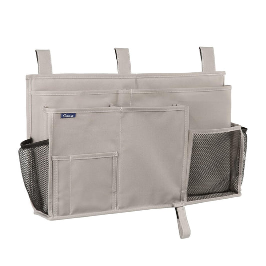 Surblue Bedside Caddy Hanging Bed Organizer Storage Bag Pocket for Bunk and Hospital Beds, College Dorm Rooms Baby Bed Rails,Camp (8 Pockets),Gray