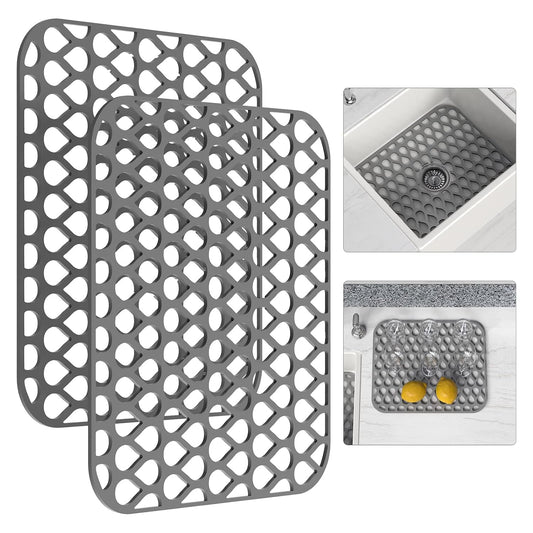 Silicone Sink Mat 2PCS TOOVEM Sink Protectors for... (Gray | Silicone)