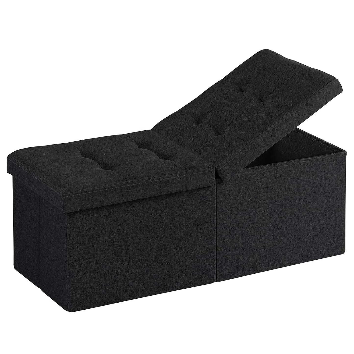 35-INCH Storage Ottoman Bench, Footrest with Storage, End of Bed Bench Coffee Table for Living Room, Bedroom, Entryway, Black