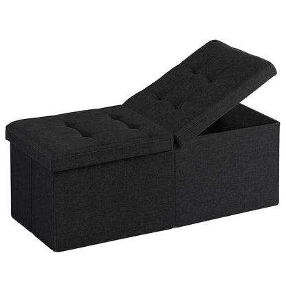 35-INCH Storage Ottoman Bench, Footrest with Storage, End of Bed Bench Coffee Table for Living Room, Bedroom, Entryway, Black