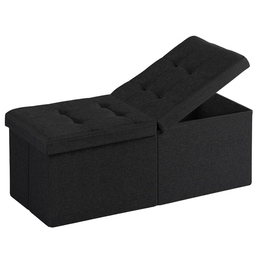 35-INCH Storage Ottoman Bench, Footrest with Storage, End of Bed Bench Coffee Table for Living Room, Bedroom, Entryway, Black