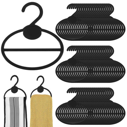 100 Pcs Black Plastic Scarf Hanger Organizer Space Saving Closet Accessory Holder for Scarves, Belts, Ties, Headscarves, and More