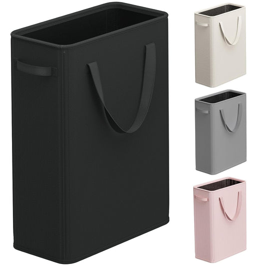 50L Slim Laundry Hamper, Small Laundry Basket With... (Black | Fabric)