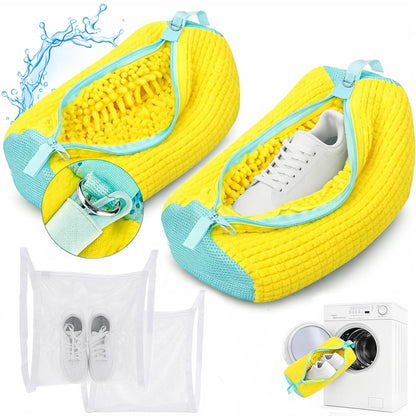 Shoe Washing Machine Bag, Shoe Laundry Bag for Washer and Dryer | 2 Pack Shoe Cleaning Bag for Sneakers & Tennis Shoes, XXL Size, Shoe Protection, Dry Bags, Zipper Hook, Travel & Dorm Storage