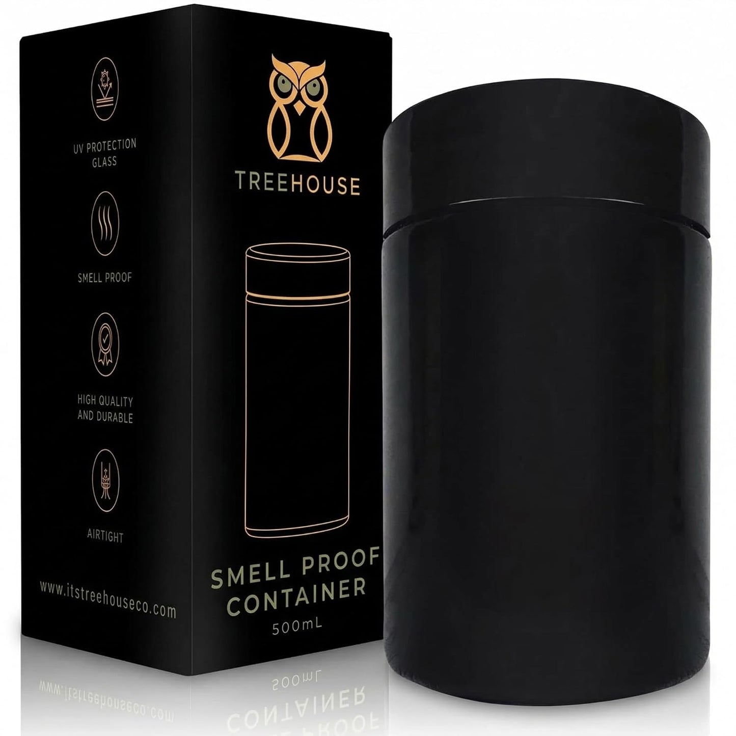 Treehouse Smell Proof Container (500mL) for Herbs, Spices, Coffee, Teas & More - Plus x2 Resealable Smell Proof Bags