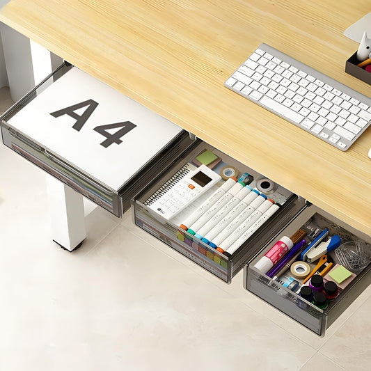 Under Desk Table Drawer Storage Organizer,3 Pack L... (Clear Black | Plastic)