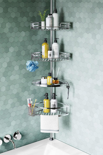 Corner Shower Caddy Tension Pole: Quick Installati... (A-silver | Stainless Steel)