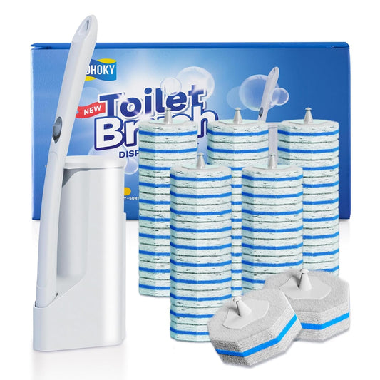 Disposable Toilet Brush Cleaning System with 50pcs... (White | Plastic)
