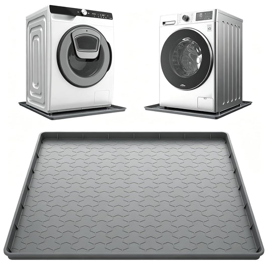Silicone Washing Machine Drain Pan, 32"x 30" Raised Edge Drip Tray | Thickened silicone; Anti-slip & anti-vibration; Soft & foldable; Protect floors & laundry rooms; Fits most washer or dryer