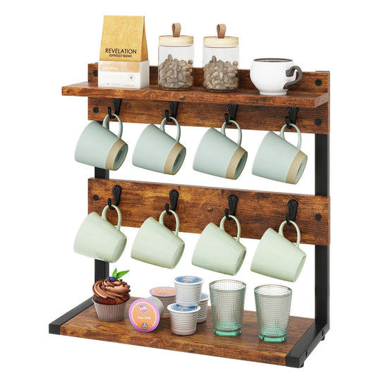 Countertop Mug Tree,Coffee Mug Cup Holder,Brown TB... (Rustic Brown | Metal)