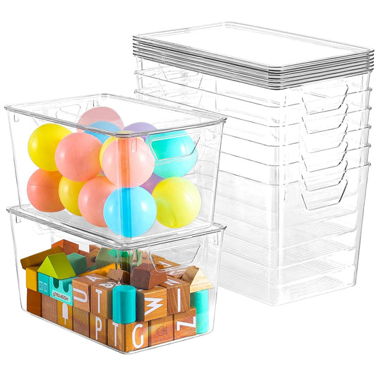 6 Pack Clear Storage Bins with Lids, 7 Quart Pantr... (6 Count | With Lids | Plastic)