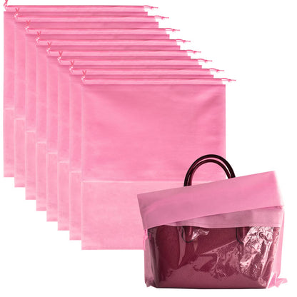 8PCS Dust Bags for Handbags Jumbo Travel Shoe Bags Purses Organizers Storage Bags with Rope Clear Window Dustproof Drawstring Bag Storage Pouch for Men and Women - Pink, 19.7 x 15.7 in