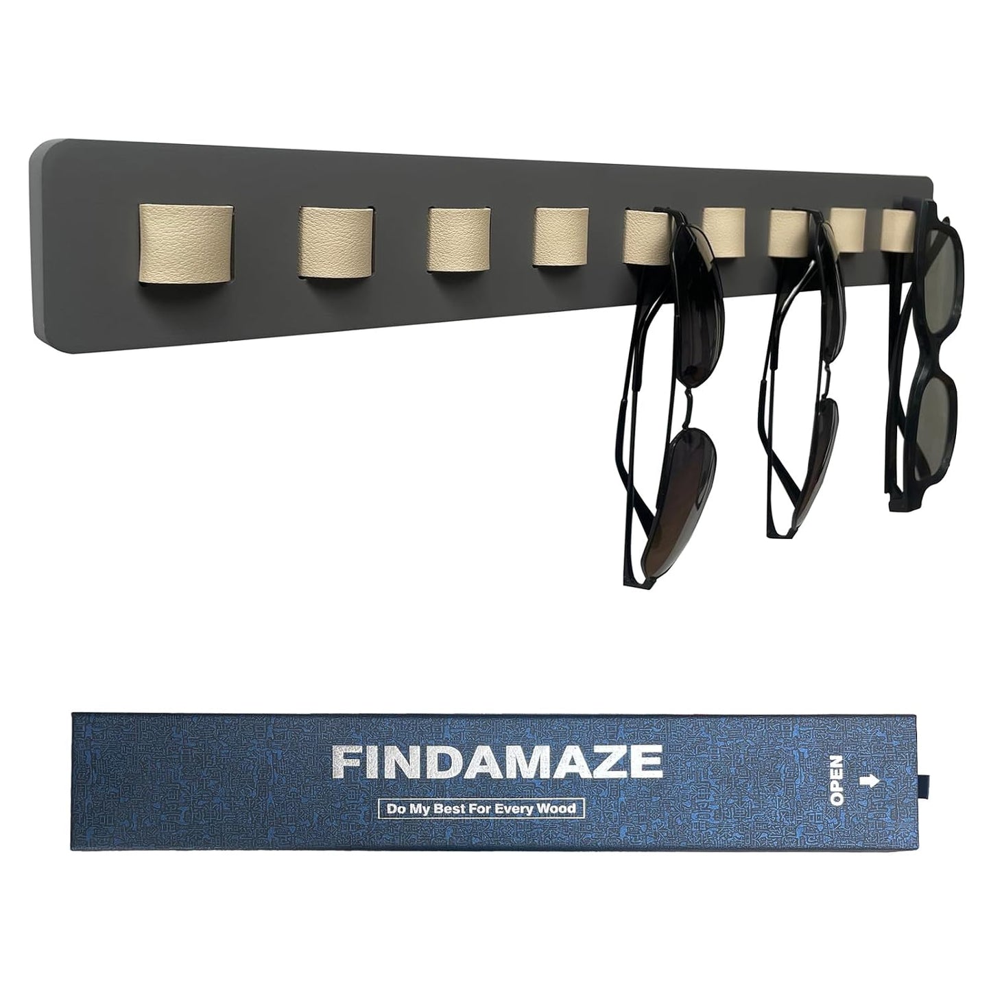Sunglasses Organizer Wall Mounted Wood Sunglass Holder for Home Glasses Holder/Sunglasses Rack,Home Decor (Gray-1pcs-long)