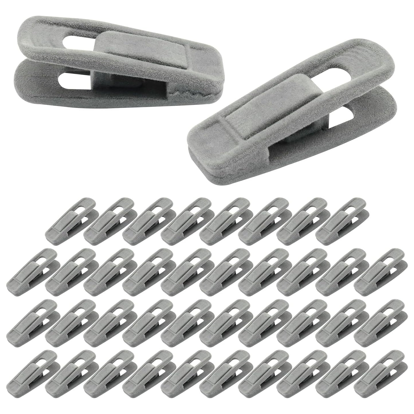 Velvet Hanger Clips, Gray, 40 PCS | Non-Slip Flocked Clips, For Pants, Skirts, Suits, Shirts, Socks