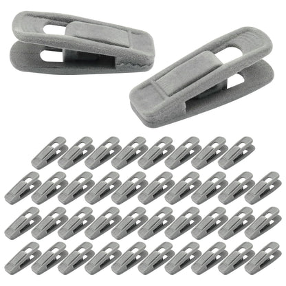 Velvet Hanger Clips, Gray, 40 PCS | Non-Slip Flocked Clips, For Pants, Skirts, Suits, Shirts, Socks