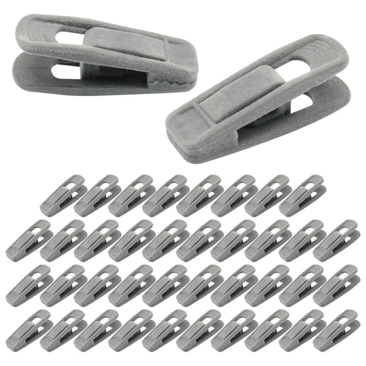 Velvet Hanger Clips, Gray, 40 PCS | Non-Slip Flocked Clips, For Pants, Skirts, Suits, Shirts, Socks